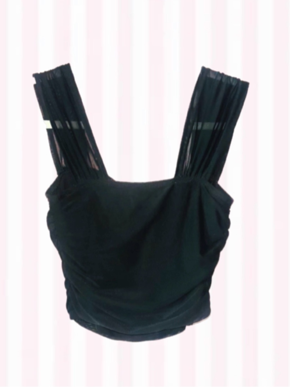 Black Sheer-Strap Women’s Tank Top